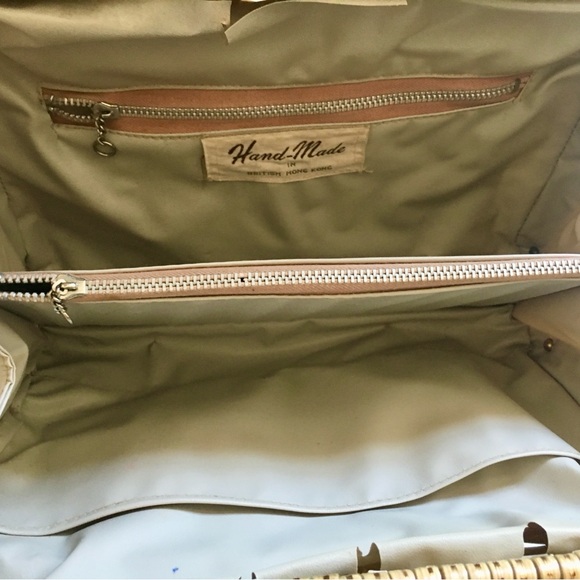 VTG BRITISH CROWN COLONY HONG KONG Purse Handbag Wicker Natural Gold - Picture 6 of 9